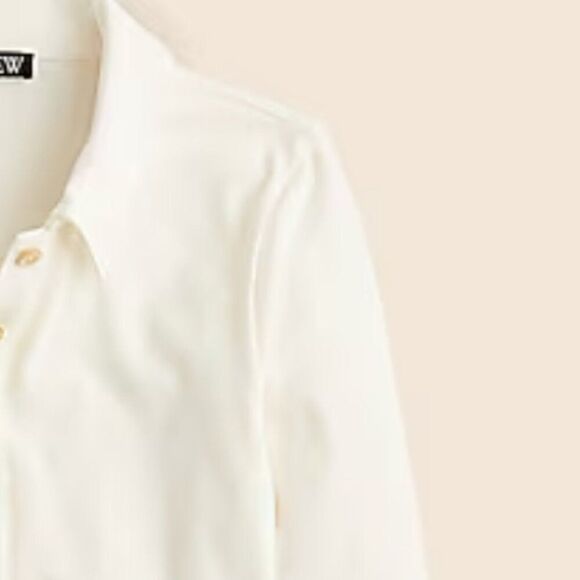 J. Crew Factory cf039 Refined Rib Long-sleeve Polo Shirt Ivory NWT size xxs - Picture 4 of 11